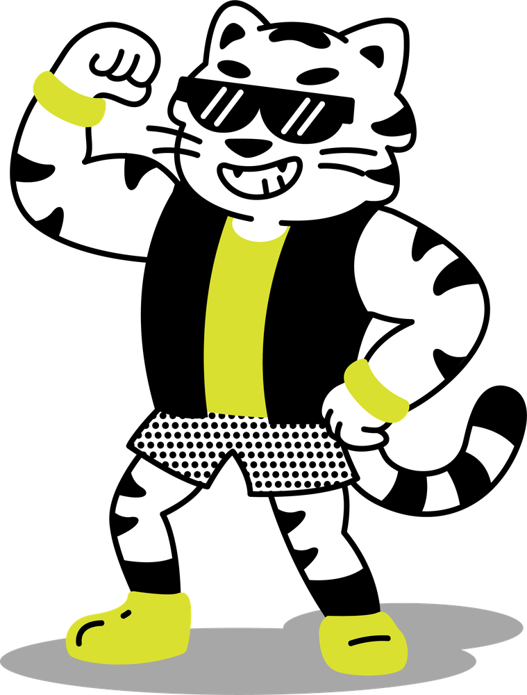 Maskot GOGIFIT mengangkat otot