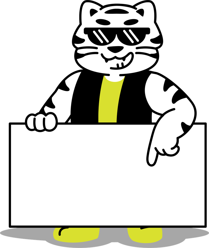 Maskot GOGIFIT memegang papan promo